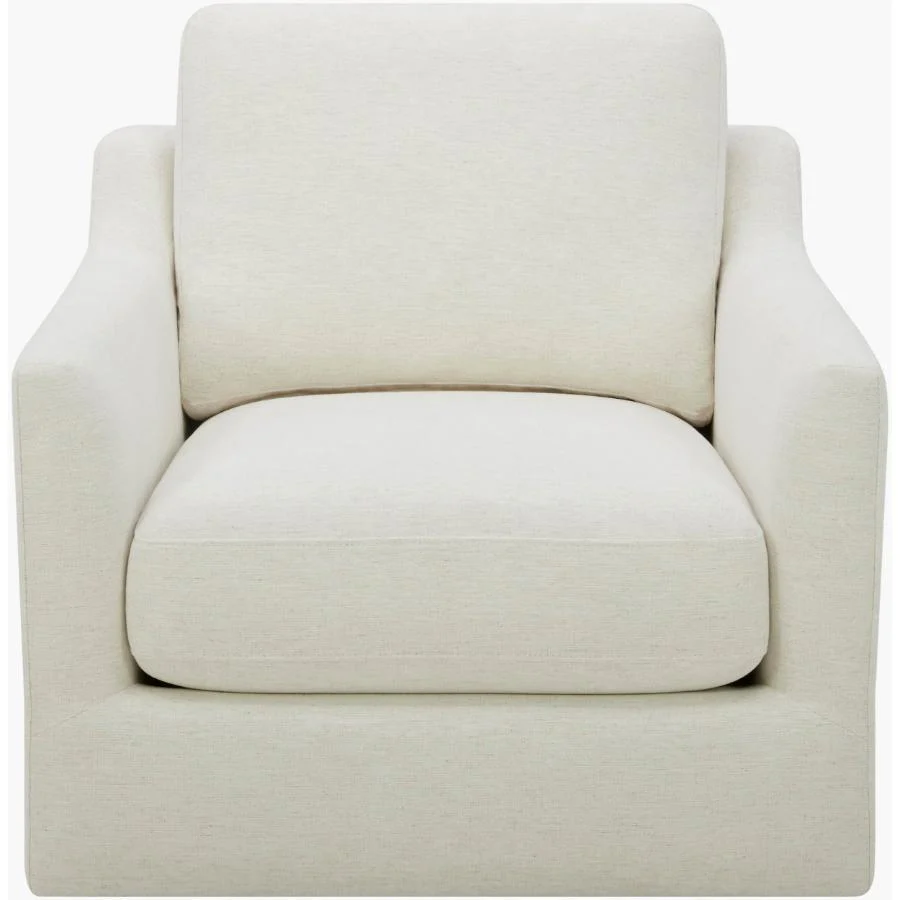 Becki Owens x SURYA Pismo Swivel Glider Chair in Off-White Linen