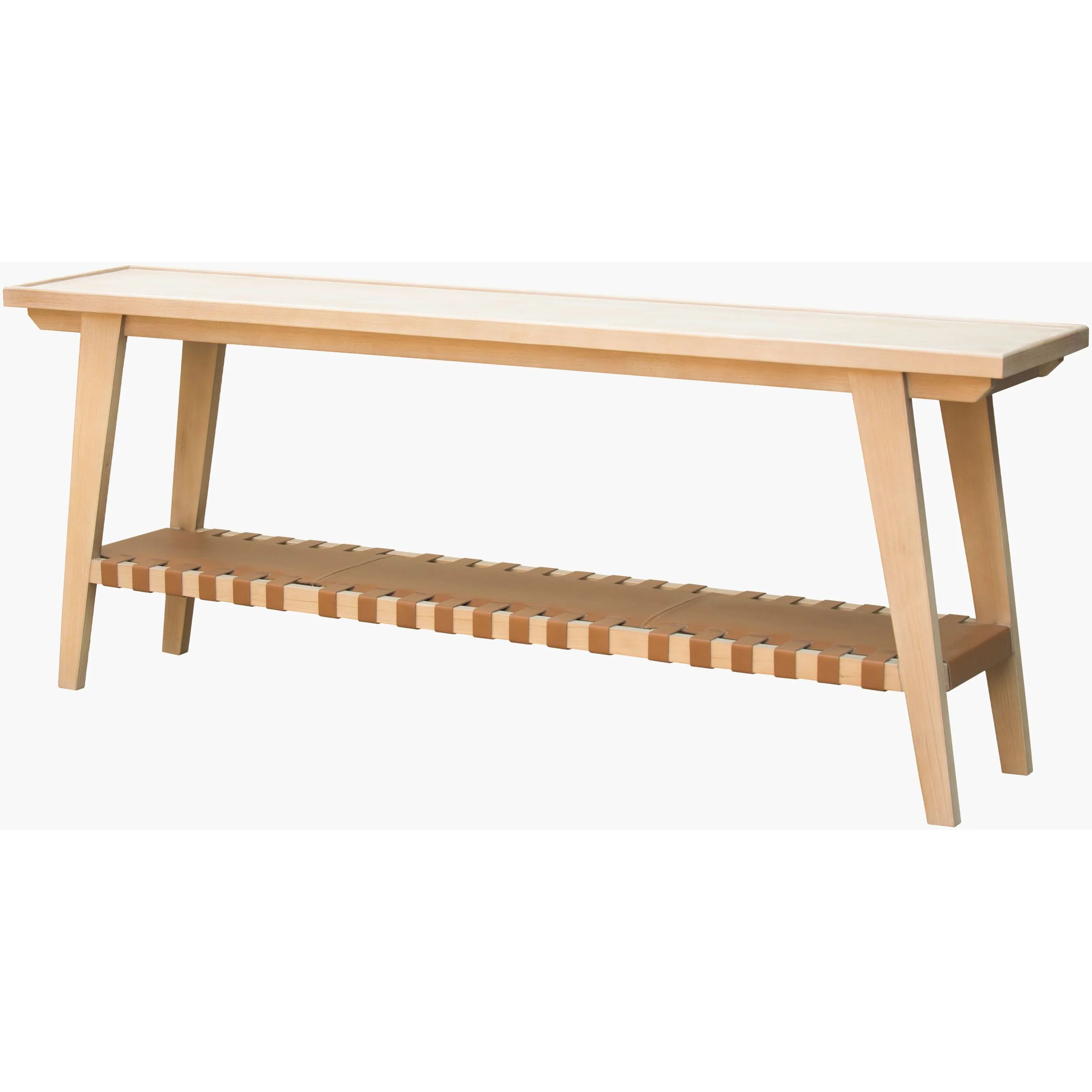 Becki Owens x SURYA Solano Taft Hemlock Wood and Leather Console Table - Image 2