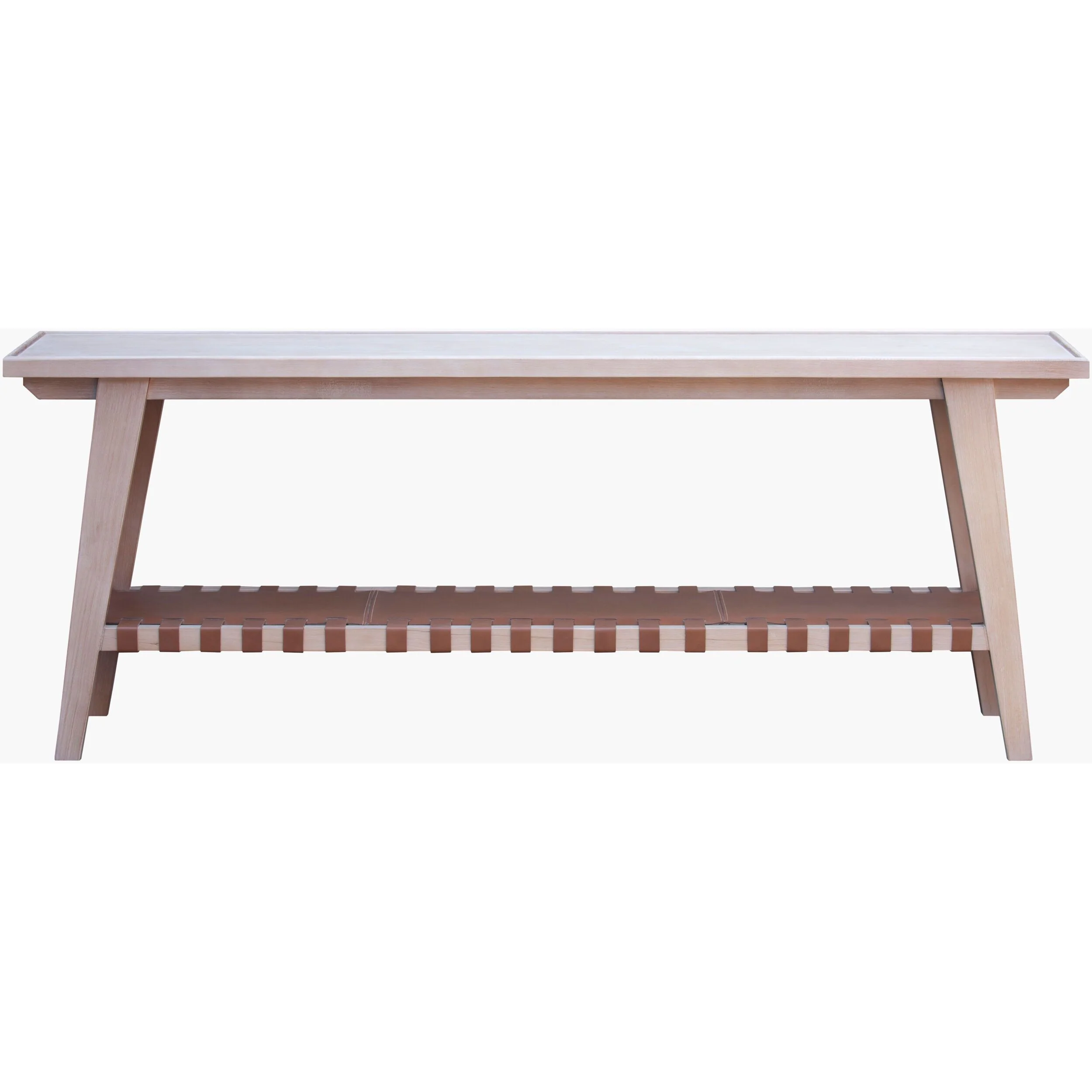 Becki Owens x SURYA Solano Taft Hemlock Wood and Leather Console Table - Image 3