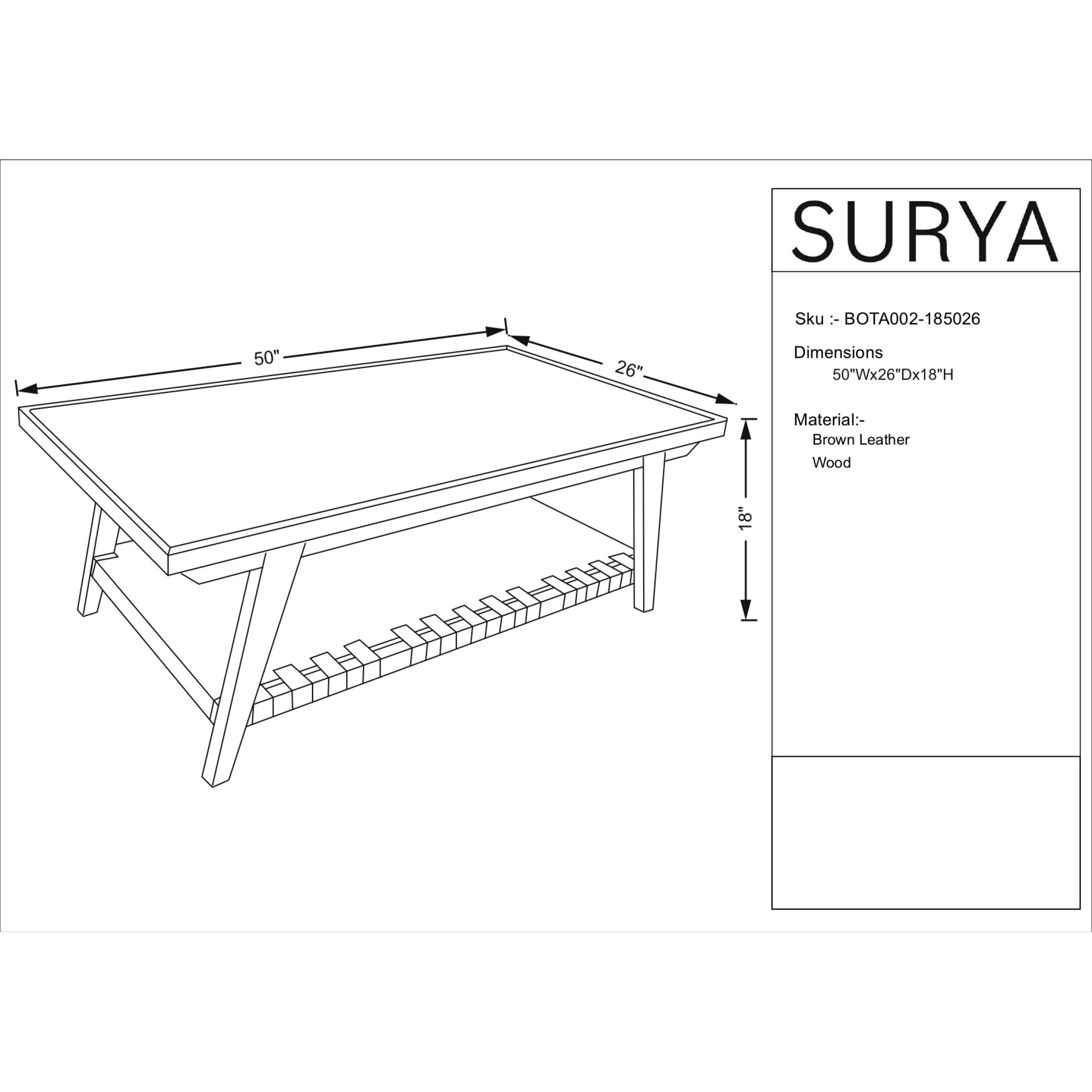 Becki Owens x SURYA Taft Hemlock Wood and Leather Coffee Table - Image 7