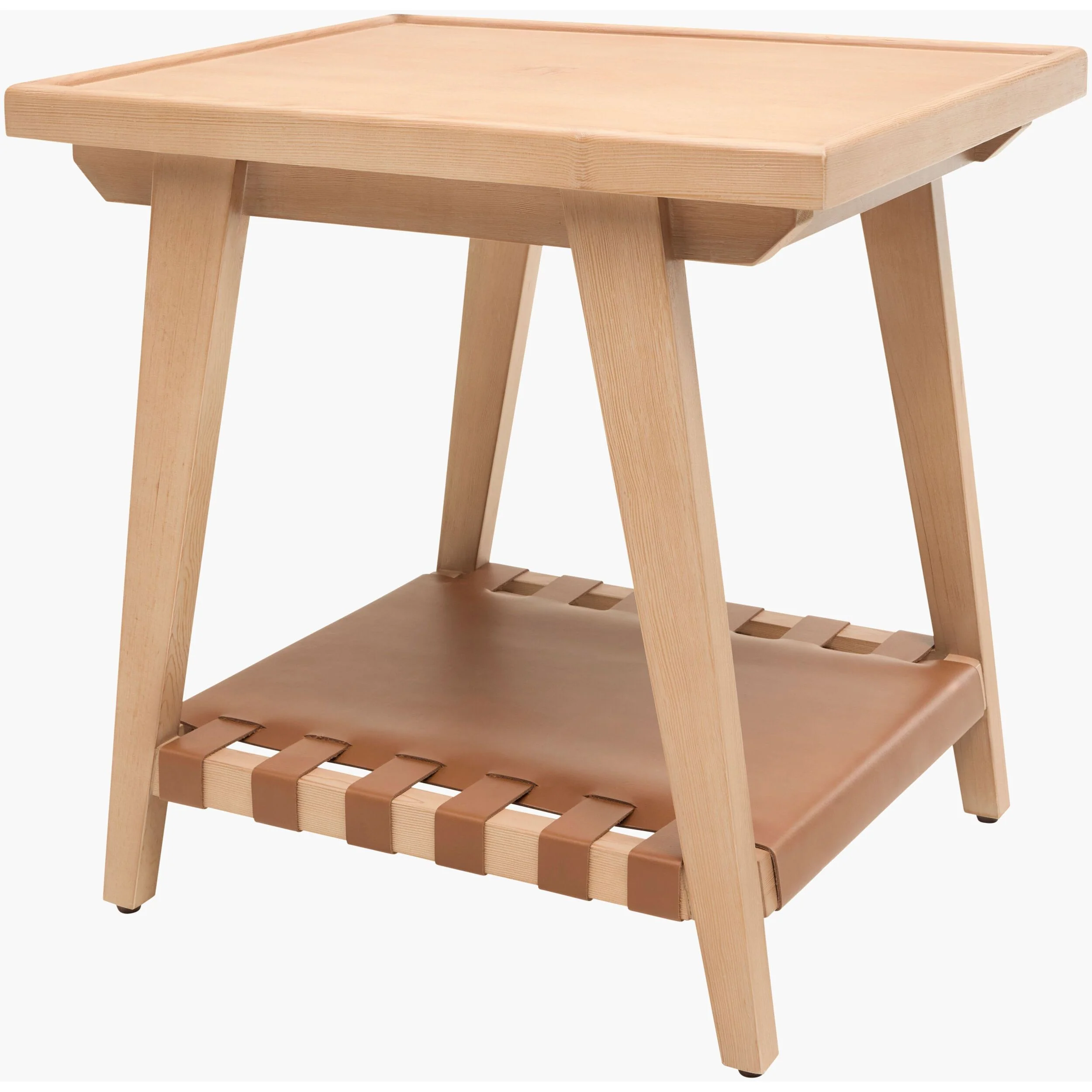 Becki Owens x SURYA Taft Hemlock Wood and Leather End Table - Image 2