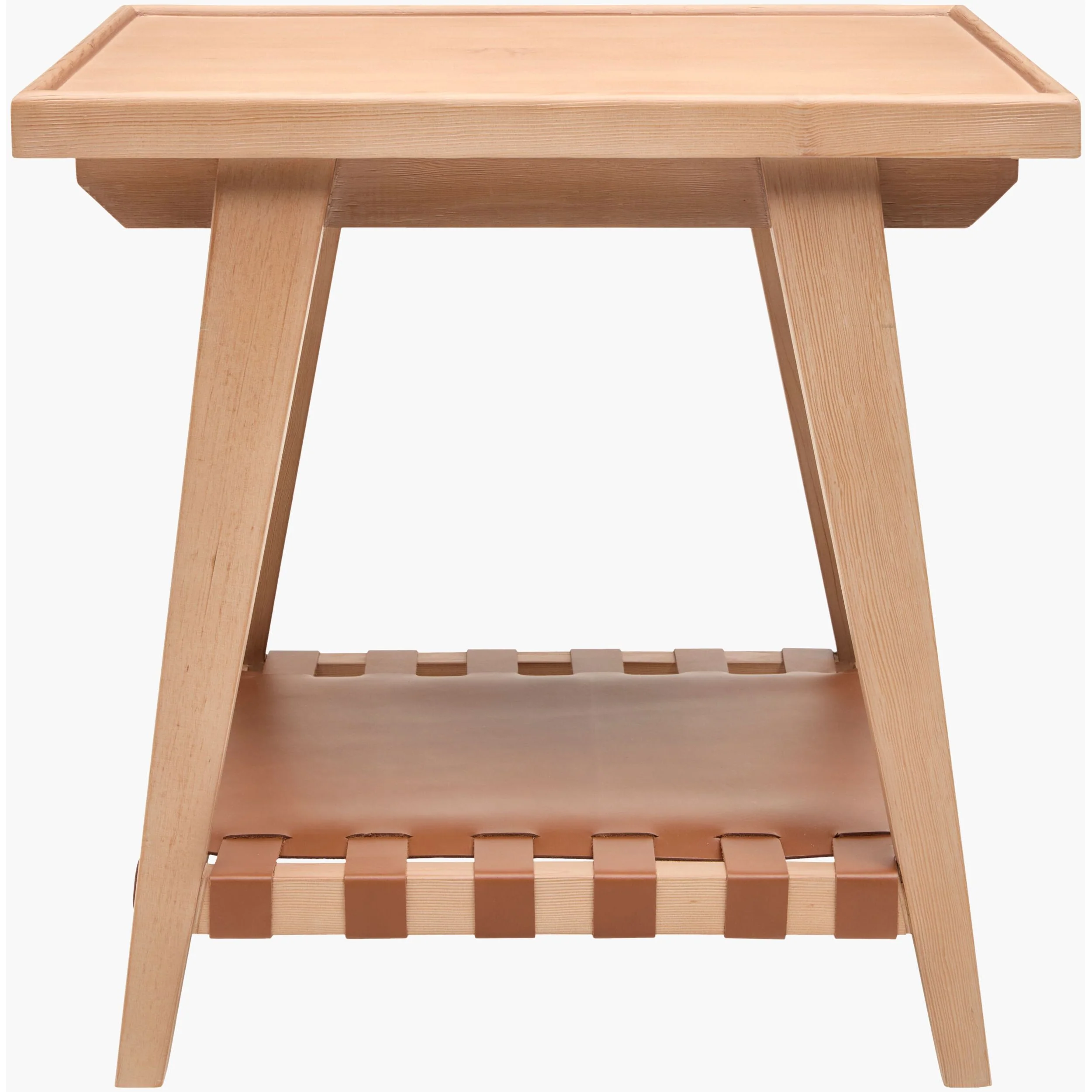 Becki Owens x SURYA Taft Hemlock Wood and Leather End Table - Image 4