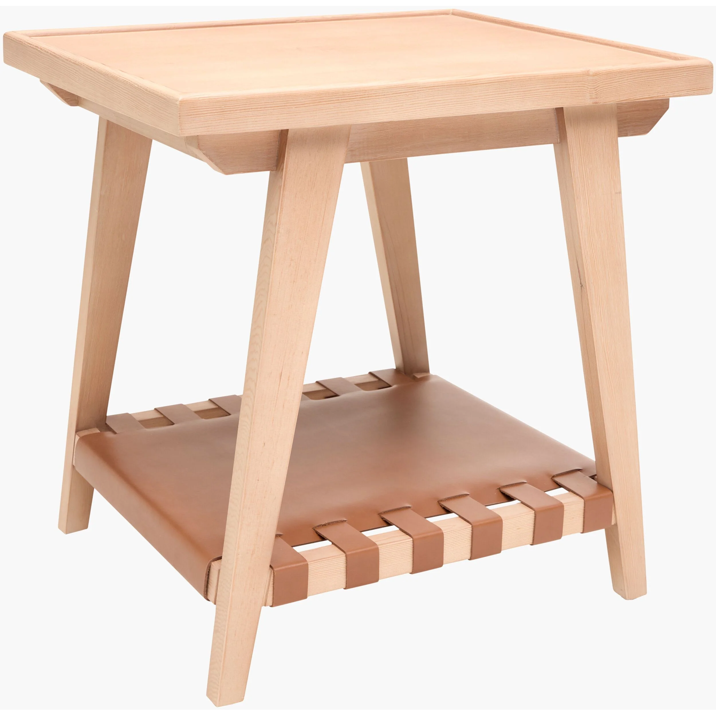 Becki Owens x SURYA Taft Hemlock Wood and Leather End Table - Image 5