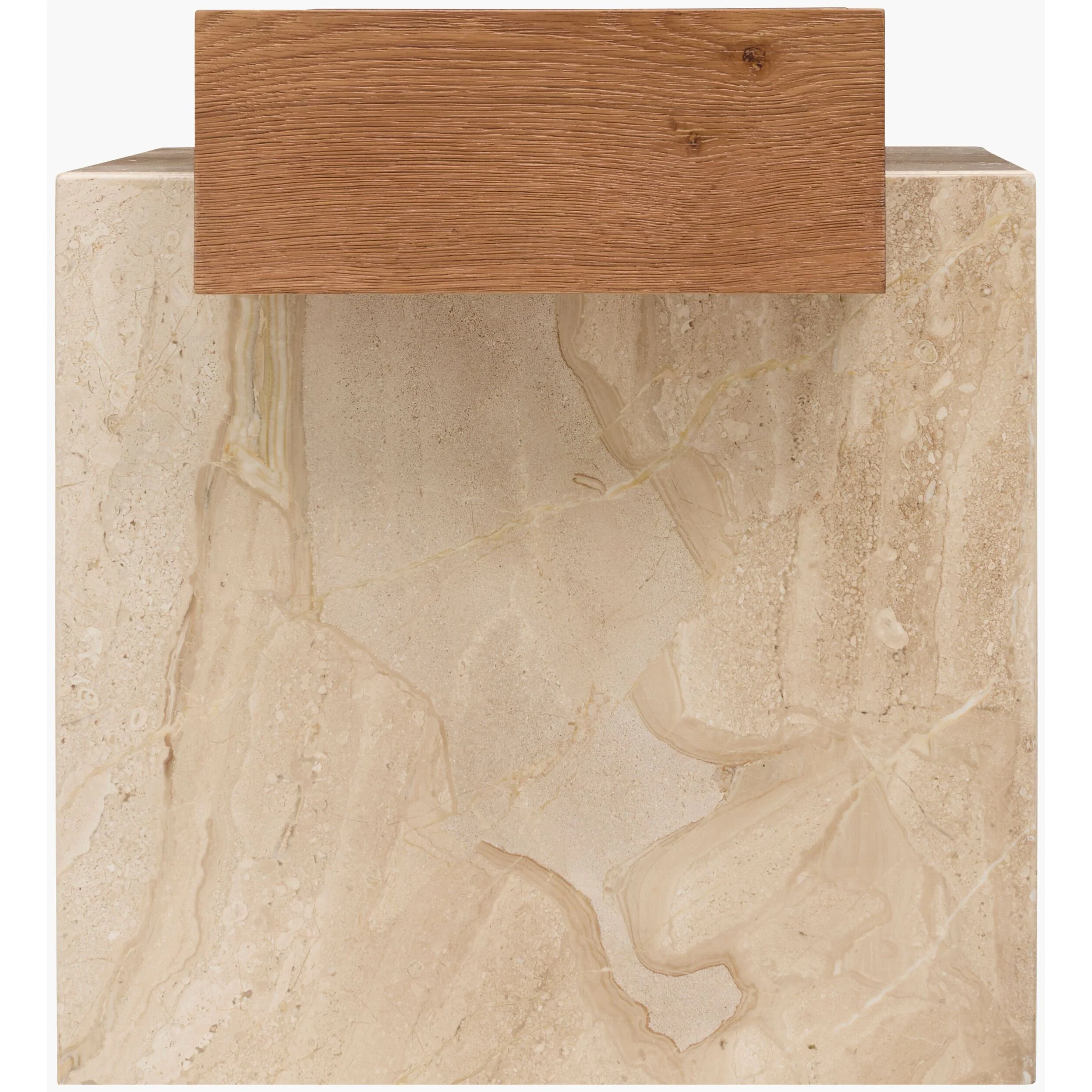Becki Owens x SURYA Tulare Marble and Wood End Table - Image 3