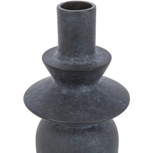 Surya Yagya Collection Modern Brushed Matte Black Ceramic Vase YAG-004 - Image 3