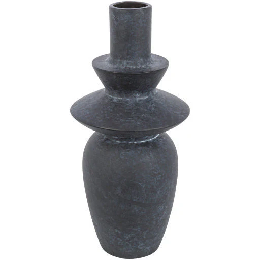 Surya Yagya Collection Modern Brushed Matte Black Ceramic Vase YAG-004 - Image 4