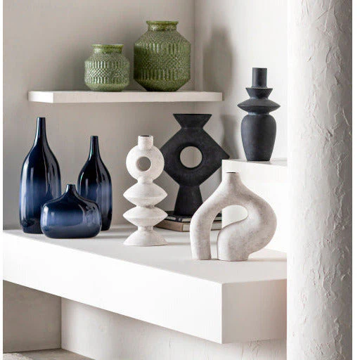 Surya Yagya Collection Modern Brushed Matte Black Ceramic Vase YAG-004 - Image 5