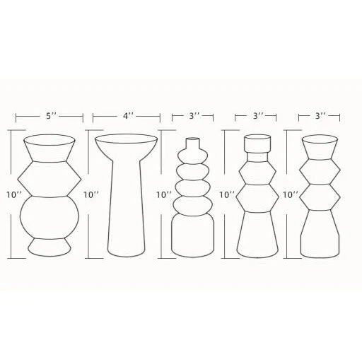 Surya Konark Collection Modern Set of 5 Brushed Matte Black Ceramic Vases KNK-001 - Image 2