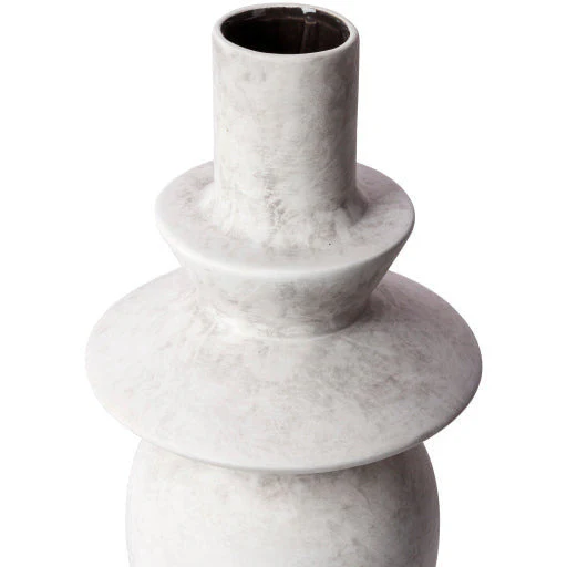 Surya Yagya Collection Modern Brushed Matte White Ceramic Vase YAG-003 - Image 3