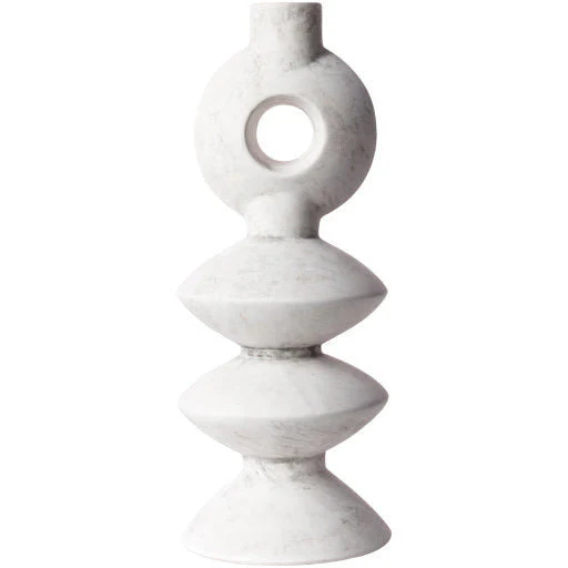 Surya Yagya Collection Modern Brushed Matte White Ceramic Vase YAG-005 - Image 2
