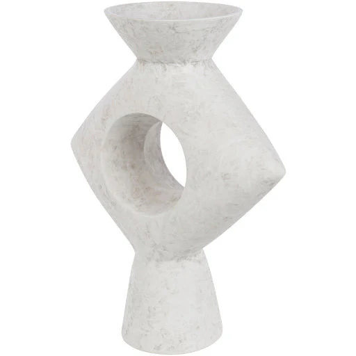 Surya Yagya Collection Modern Brushed Matte White Ceramic Vase YAG-007 - Image 2