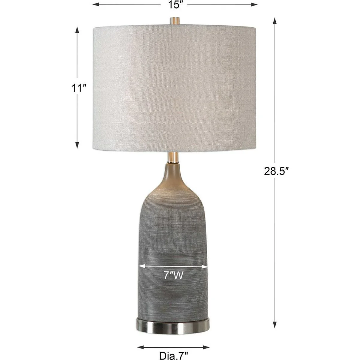 Casa Bella Living Light Beige Linen Drum Shade With Textured Olive Bronzed Ceramic Base Table Lamp - Image 4