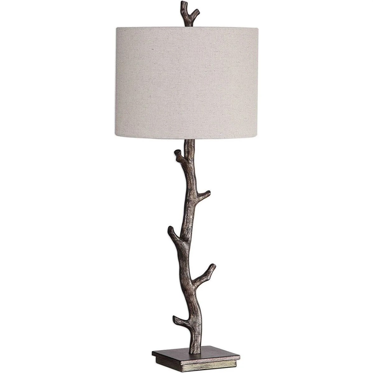 Casa Bella Living Off White Linen Shade With Dark Bronze and Silver Branch Base Table Lamp - Image 4