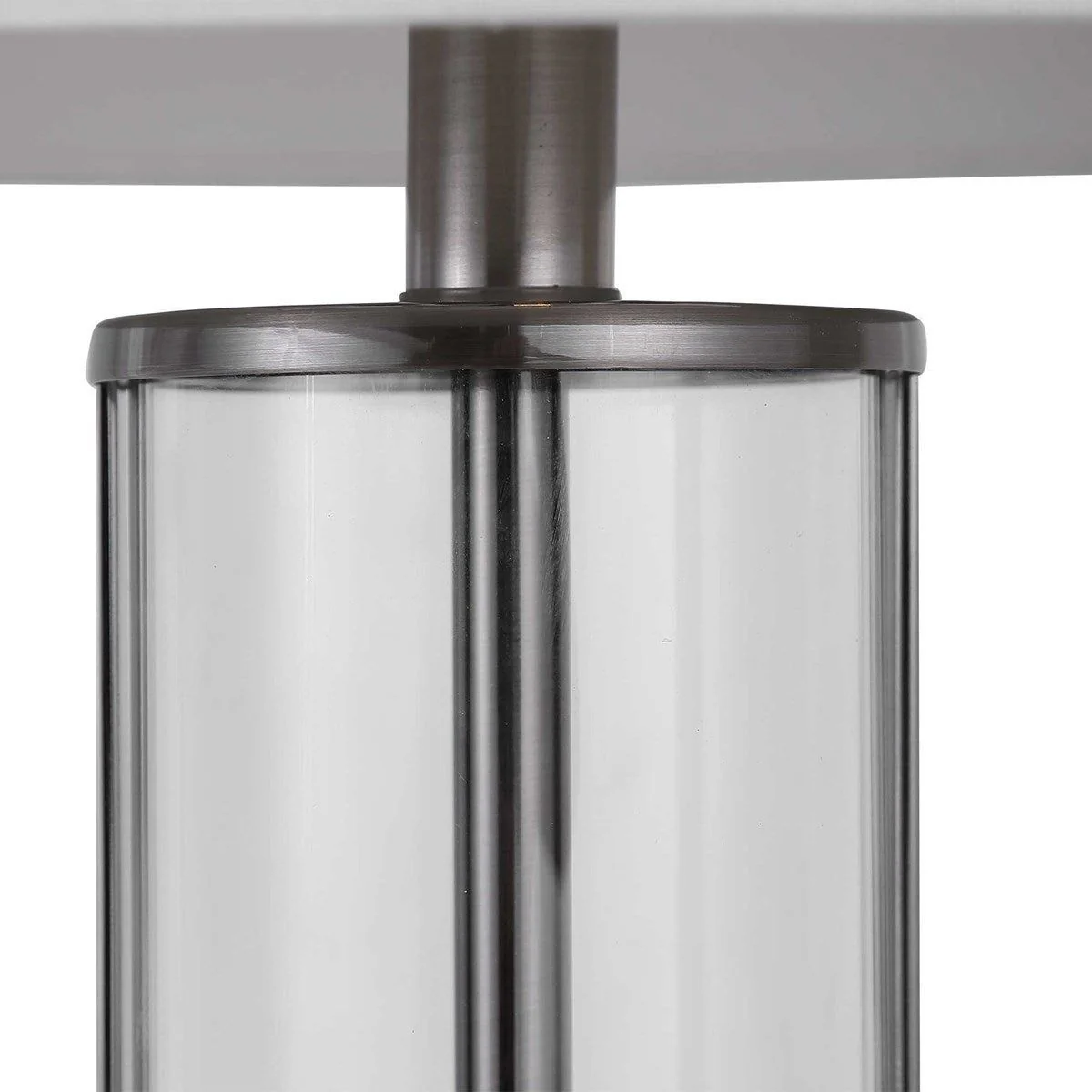 Casa Bella Living White Linen Shade with Glass and Dark Nickel Base Table Lamp - Image 5