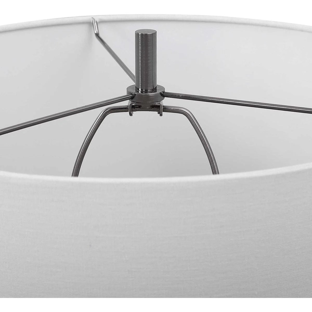 Casa Bella Living White Linen Shade with Glass and Dark Nickel Base Table Lamp - Image 6