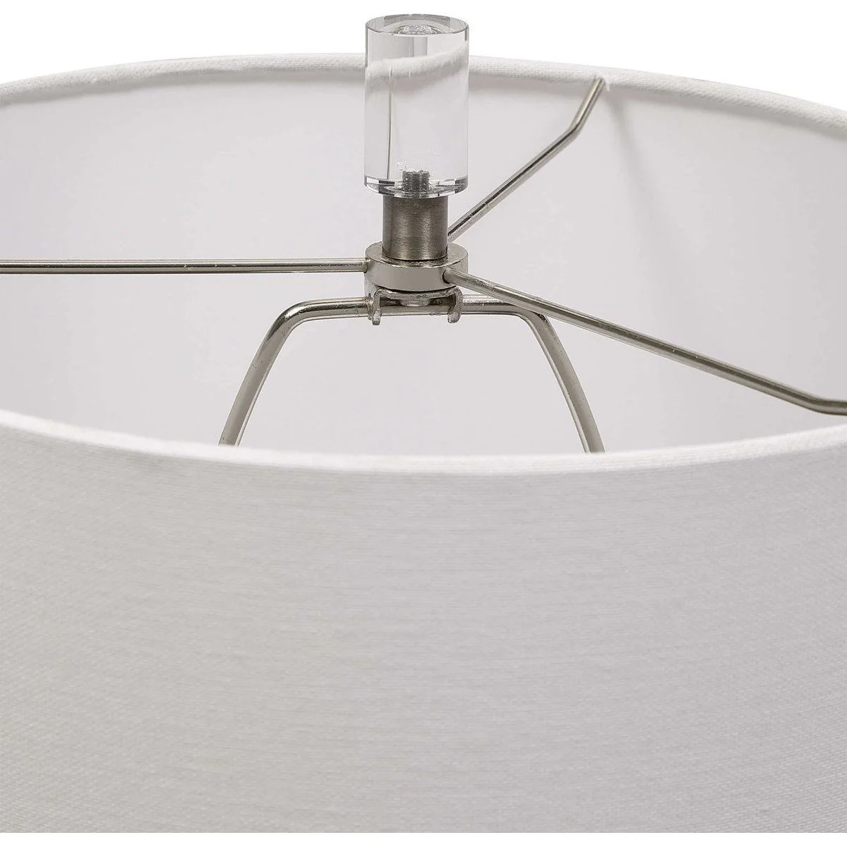 Casa Bella Living White Linen Shade With Textured Stone Gray Ceramic Base Table Lamp - Image 6