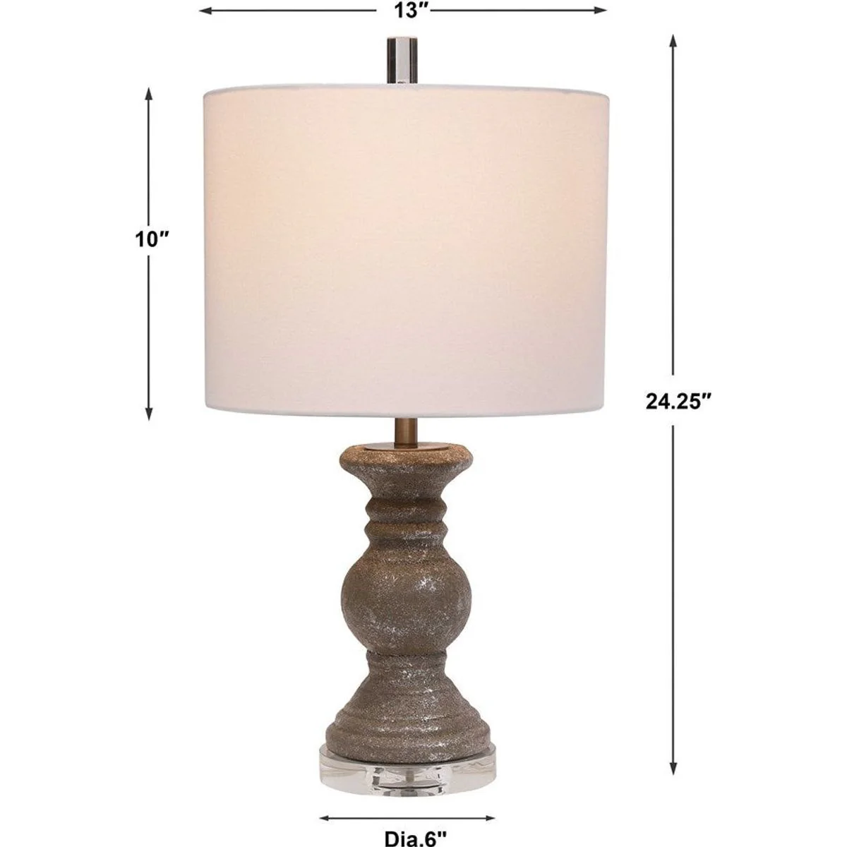 Casa Bella Living White Linen Shade With Textured Stone Gray Ceramic Base Table Lamp - Image 7