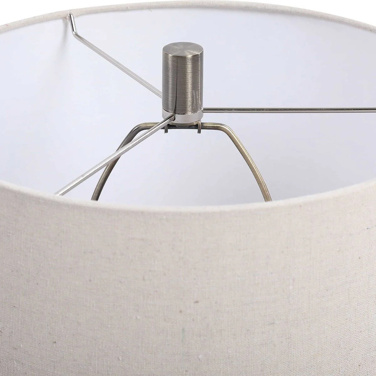 Casa Bella Living Beige Linen Drum Shade With Rust and Aqua Textured Ceramic Base Table Lamp - Image 7