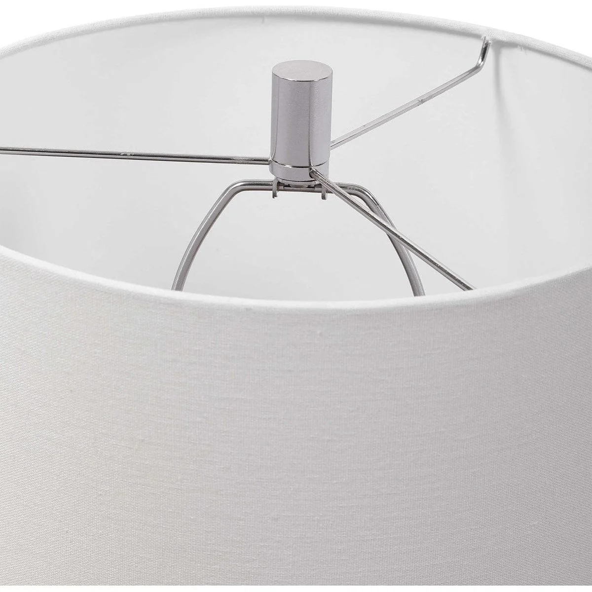 Casa Bella Living Light Beige Linen Drum Shade With White Etched Concrete Base Table Lamp - Image 6