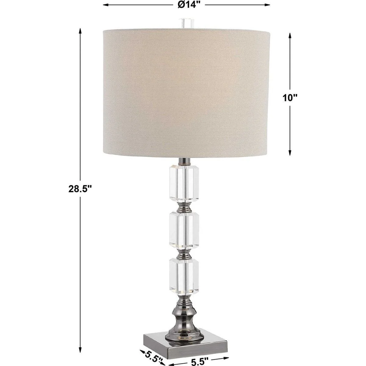 Casa Bella Living Taupe Linen Shade With Stacked Crystal and Dark Nickel Base Table Lamp - Image 8