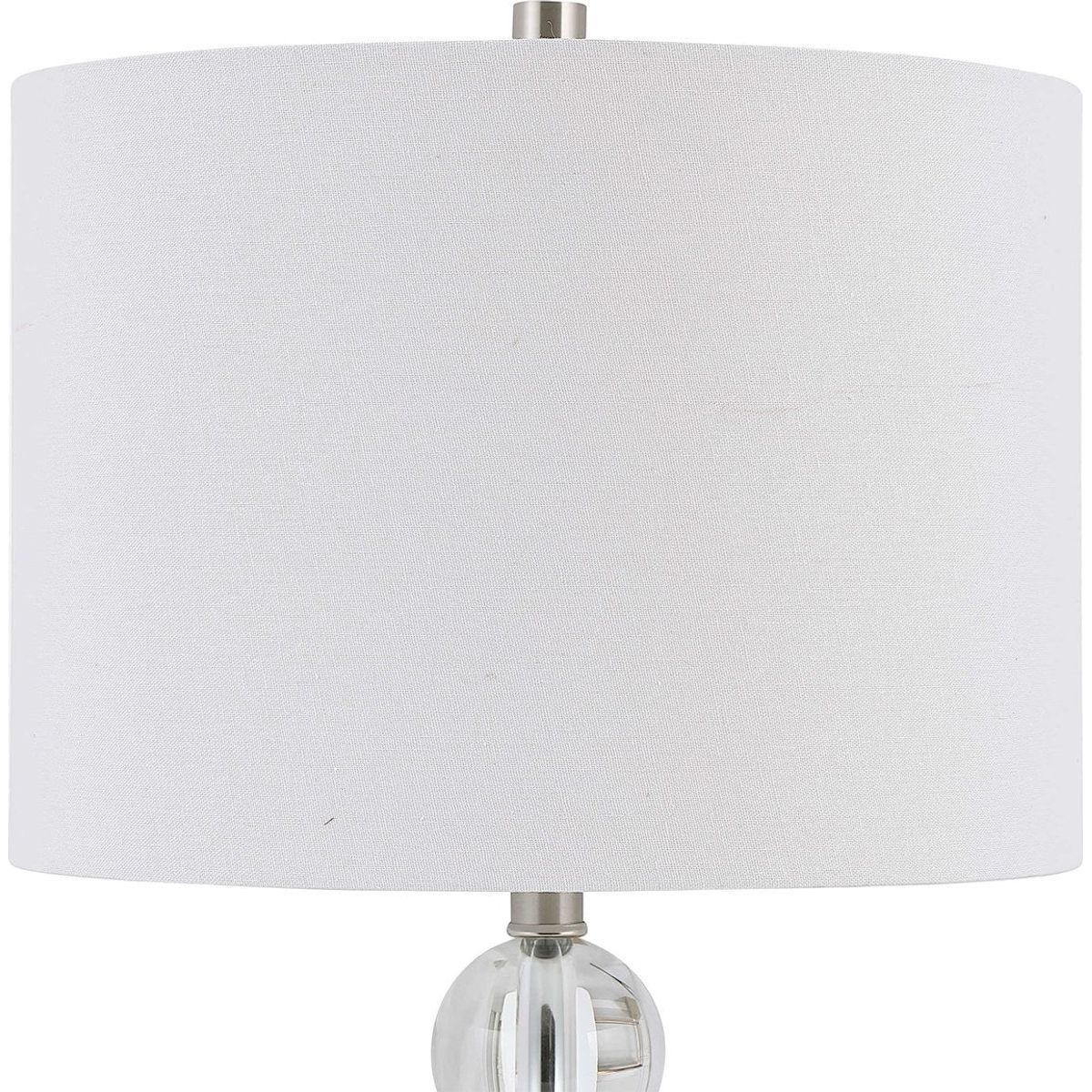 Casa Bella Living White Line Shade With Crystal and Brushed Nickel Base Table Lamp - Image 5