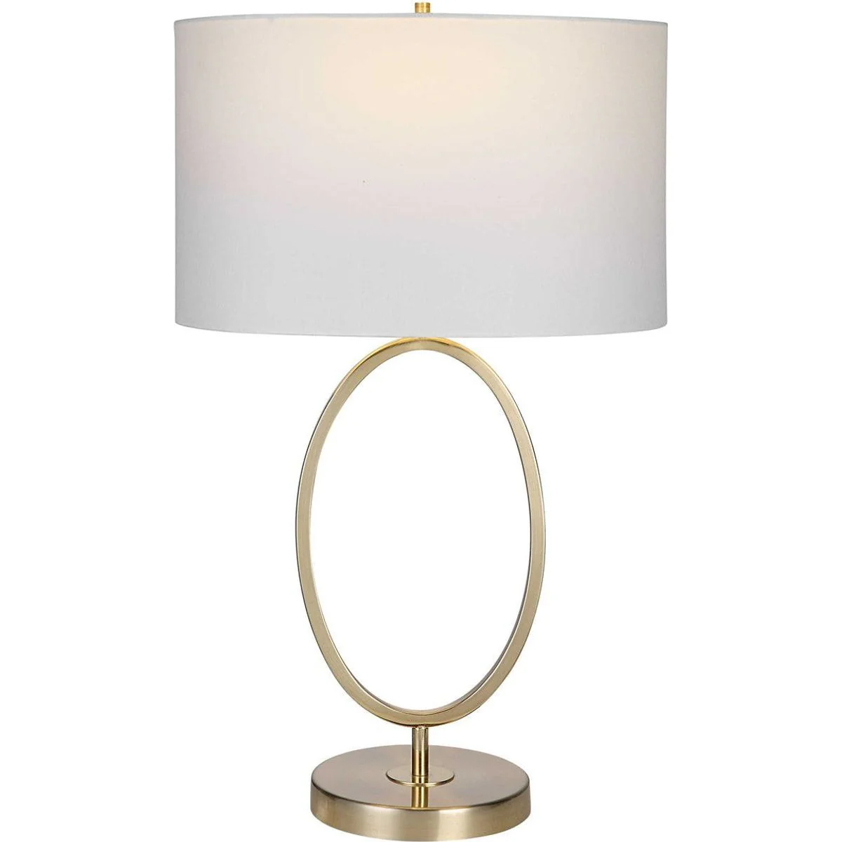 Casa Bella Living White Linen Oval Shade with Golden Brass Metal Base Table Lamp - Image 2