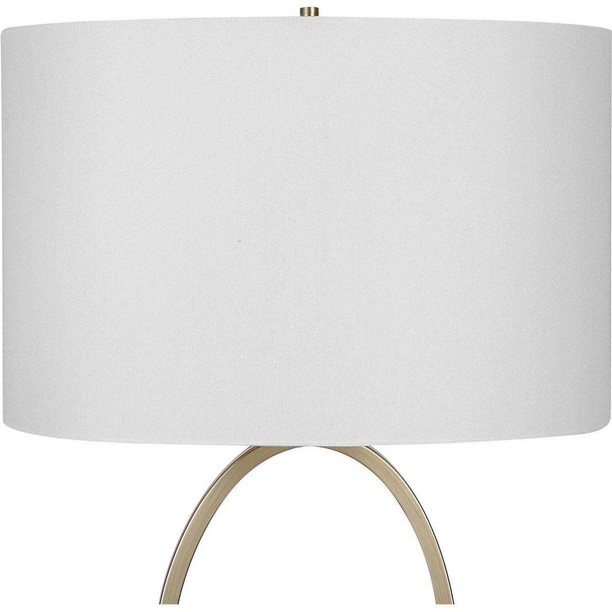 Casa Bella Living White Linen Oval Shade with Golden Brass Metal Base Table Lamp - Image 5