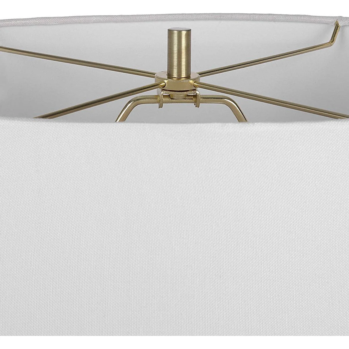 Casa Bella Living White Linen Oval Shade with Golden Brass Metal Base Table Lamp - Image 7