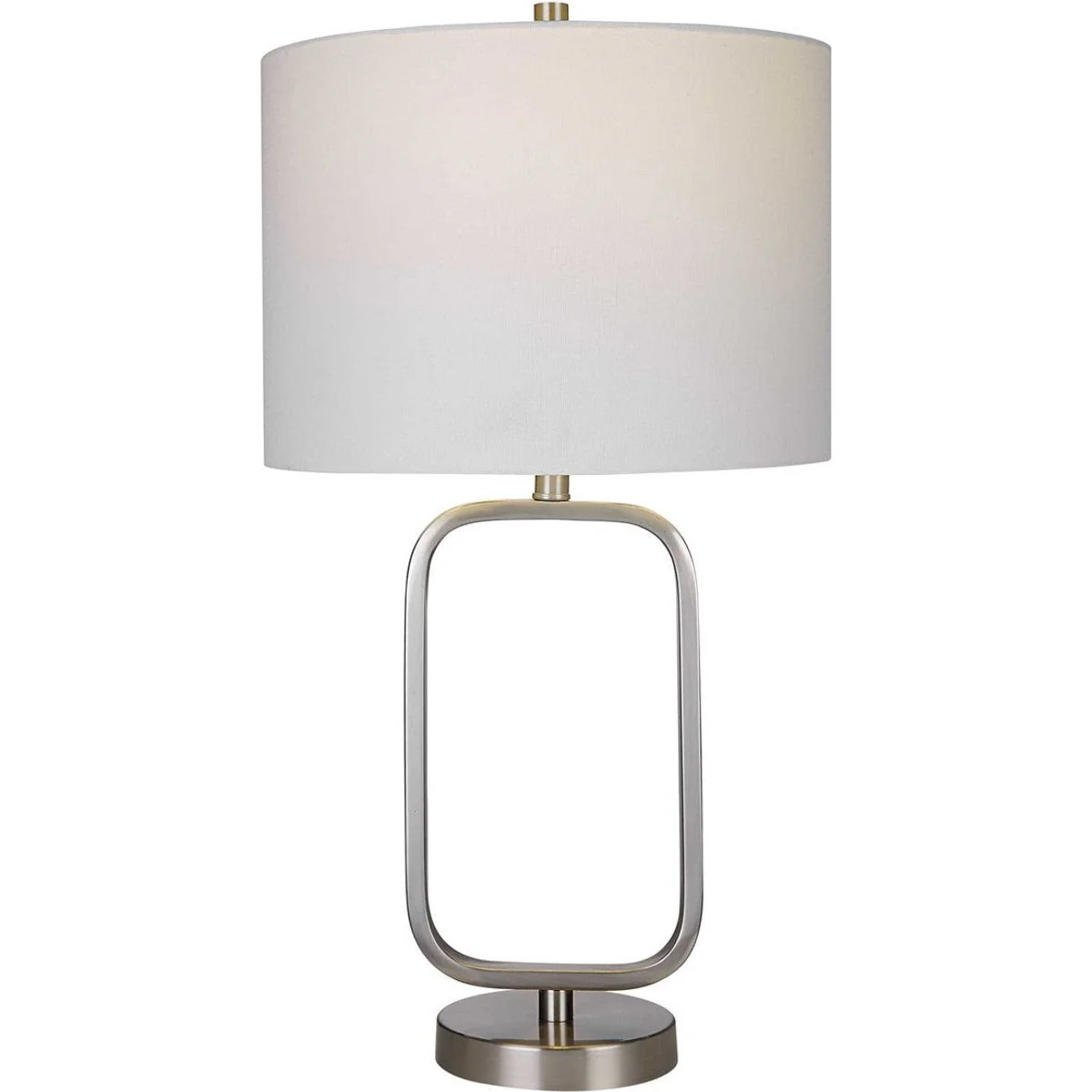 Casa Bella Living White Linen Shade With Brushed Nickel Metal Base Table Lamp - Image 2