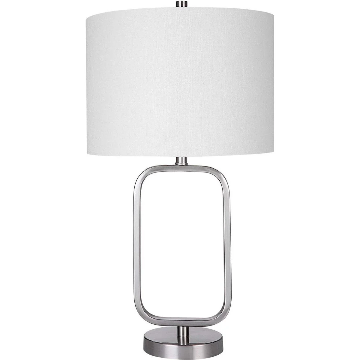 Casa Bella Living White Linen Shade With Brushed Nickel Metal Base Table Lamp - Image 4