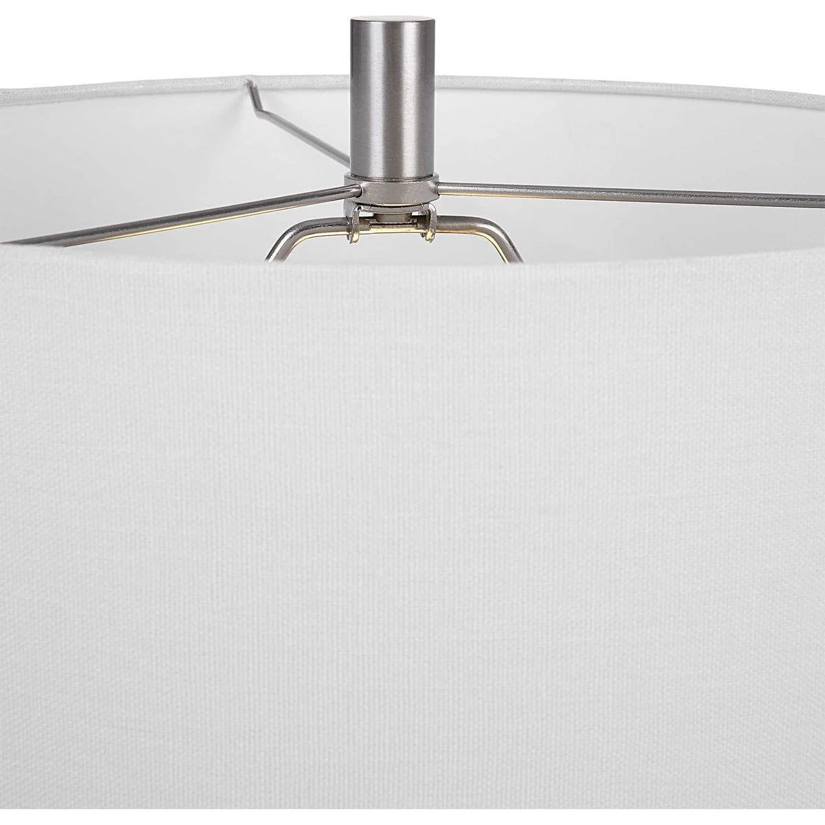 Casa Bella Living White Linen Shade With Brushed Nickel Metal Base Table Lamp - Image 6