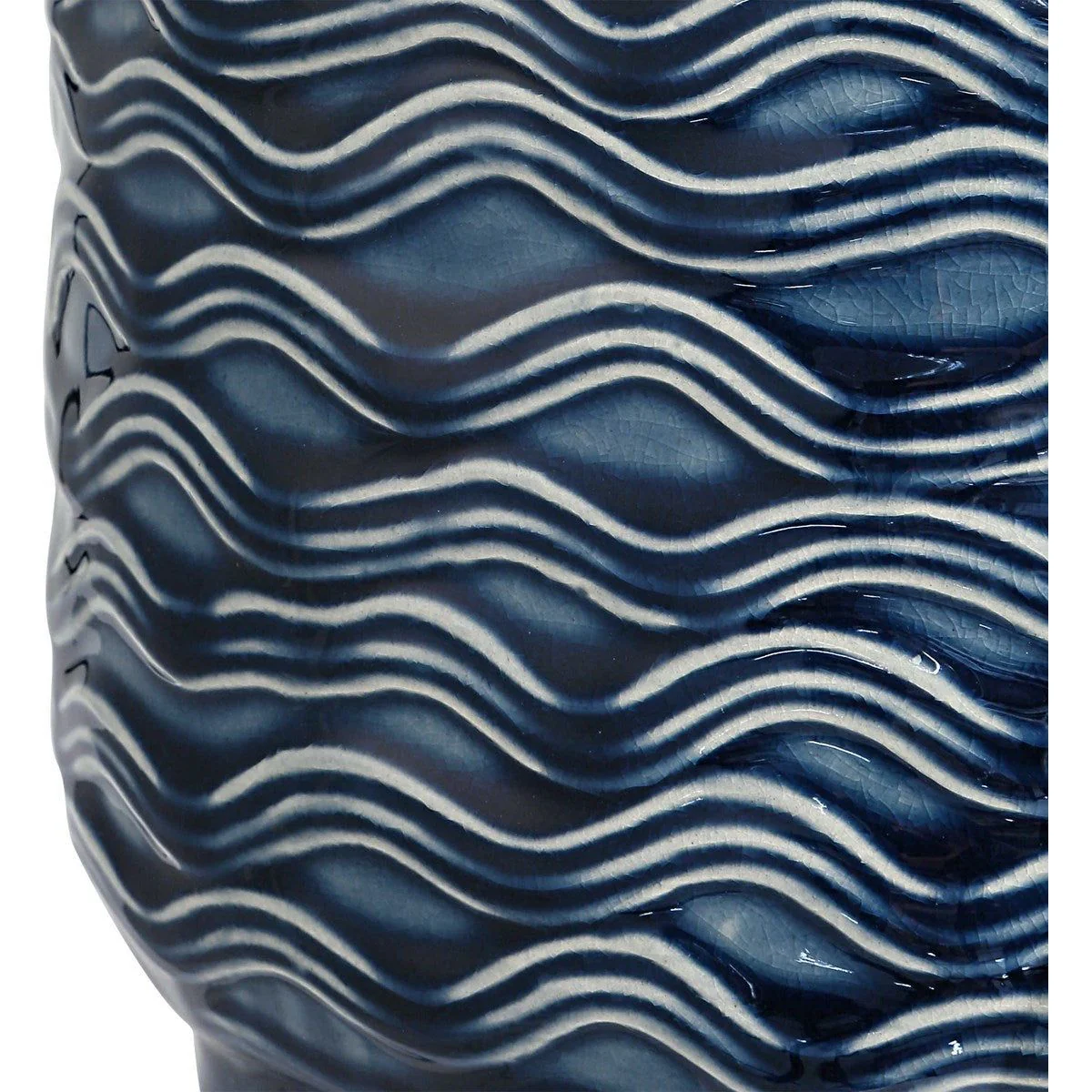 Casa Bella Living White Linen Shade with Blue Textured Ceramic Base Table Lamp - Image 6