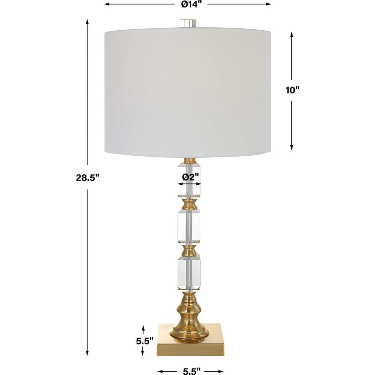 Casa Bella Living White Linen Shade with Stacked Crystal and Brass Base Table Lamp - Image 9
