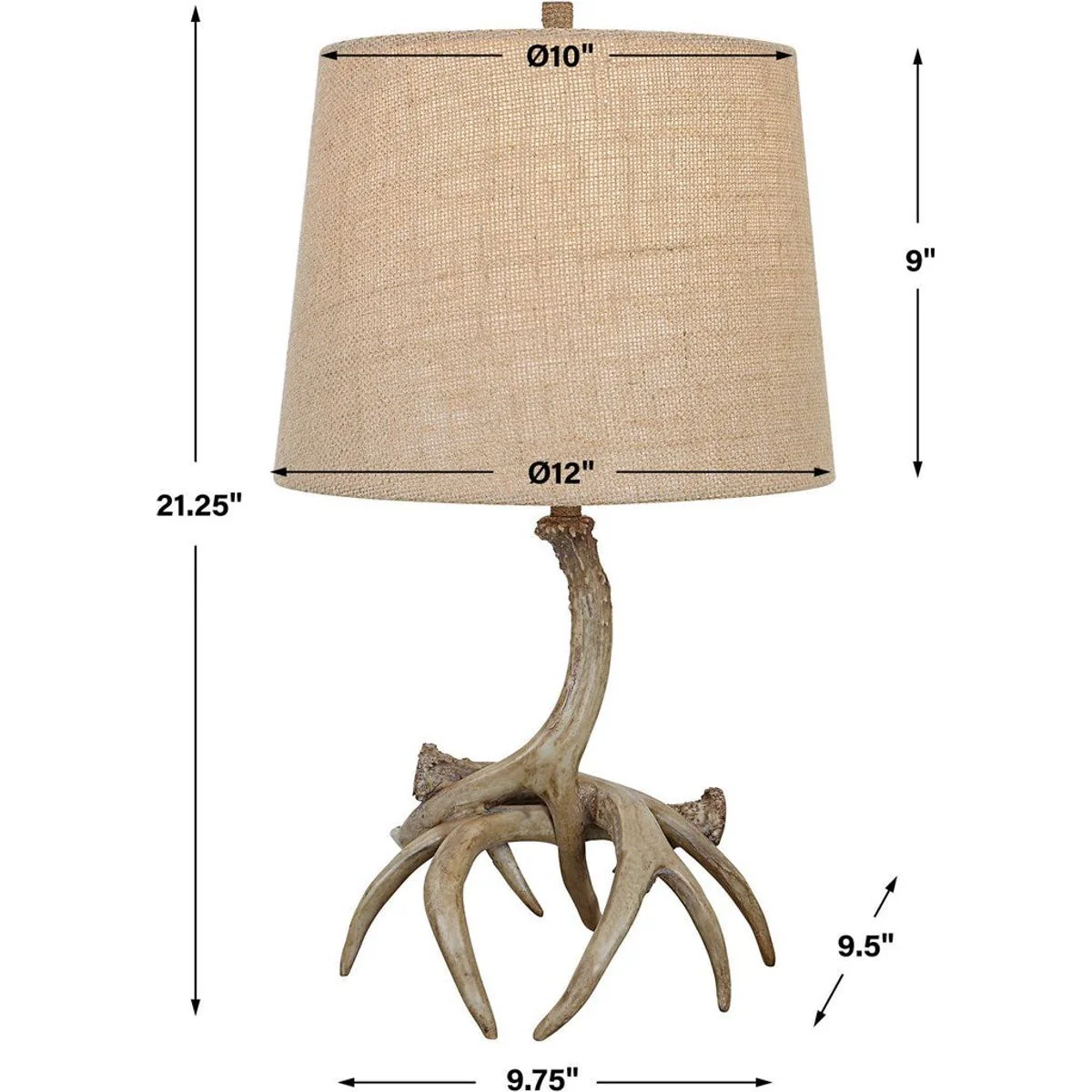 Casa Bella Living Burlap Shade with Rustic Antlers Base Table Lamp - Image 8