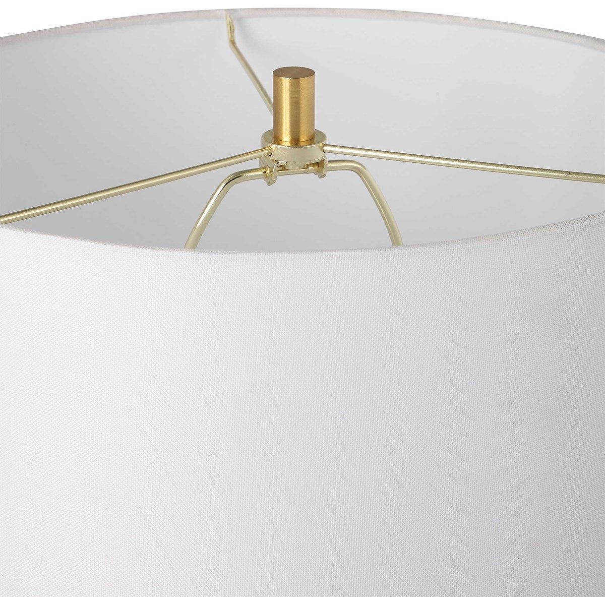 Casa Bella Living White Linen Shade With White Metal Base and Gold Accents Table Lamp ~ LAST CHANCE SALE ~ LIMITED QUANTITY - Image 7