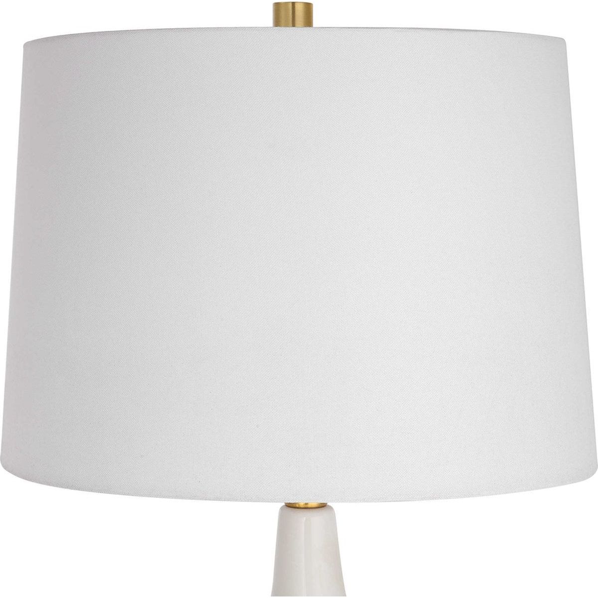 Casa Bella Living White Linen Shade With Gloss White and Rich Gold Base Table Lamp - Image 5