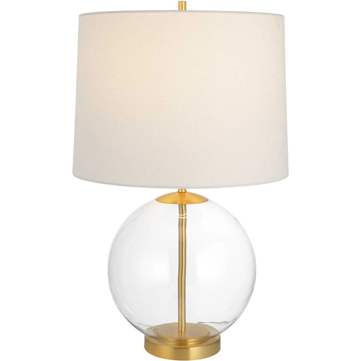 Casa Bella Living White Linen Shade with Glass and Gold Base Table Lamp - Image 2