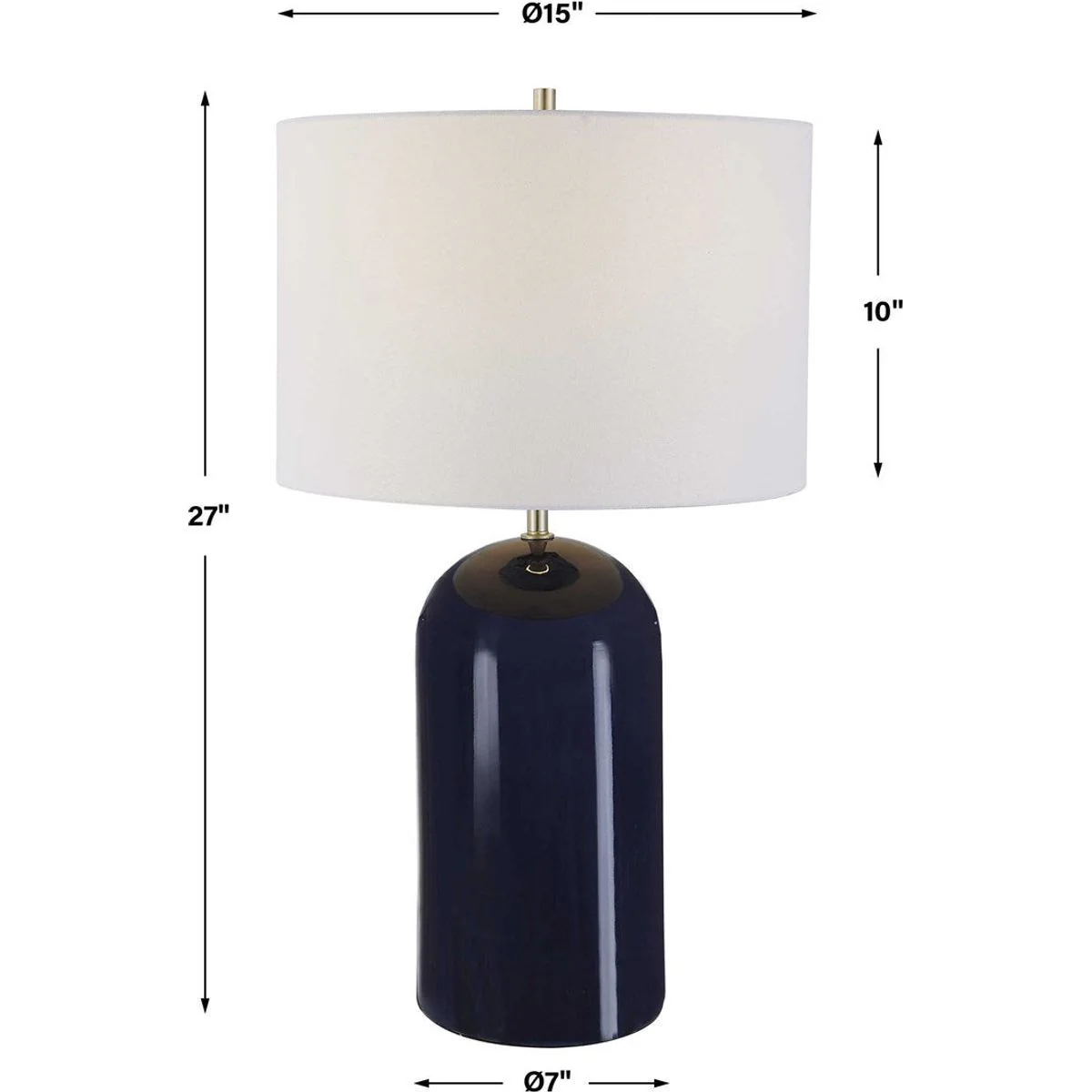 Casa Bella Living White Linen Shade with Navy Blue Ceramic Base Table Lamp - Image 8
