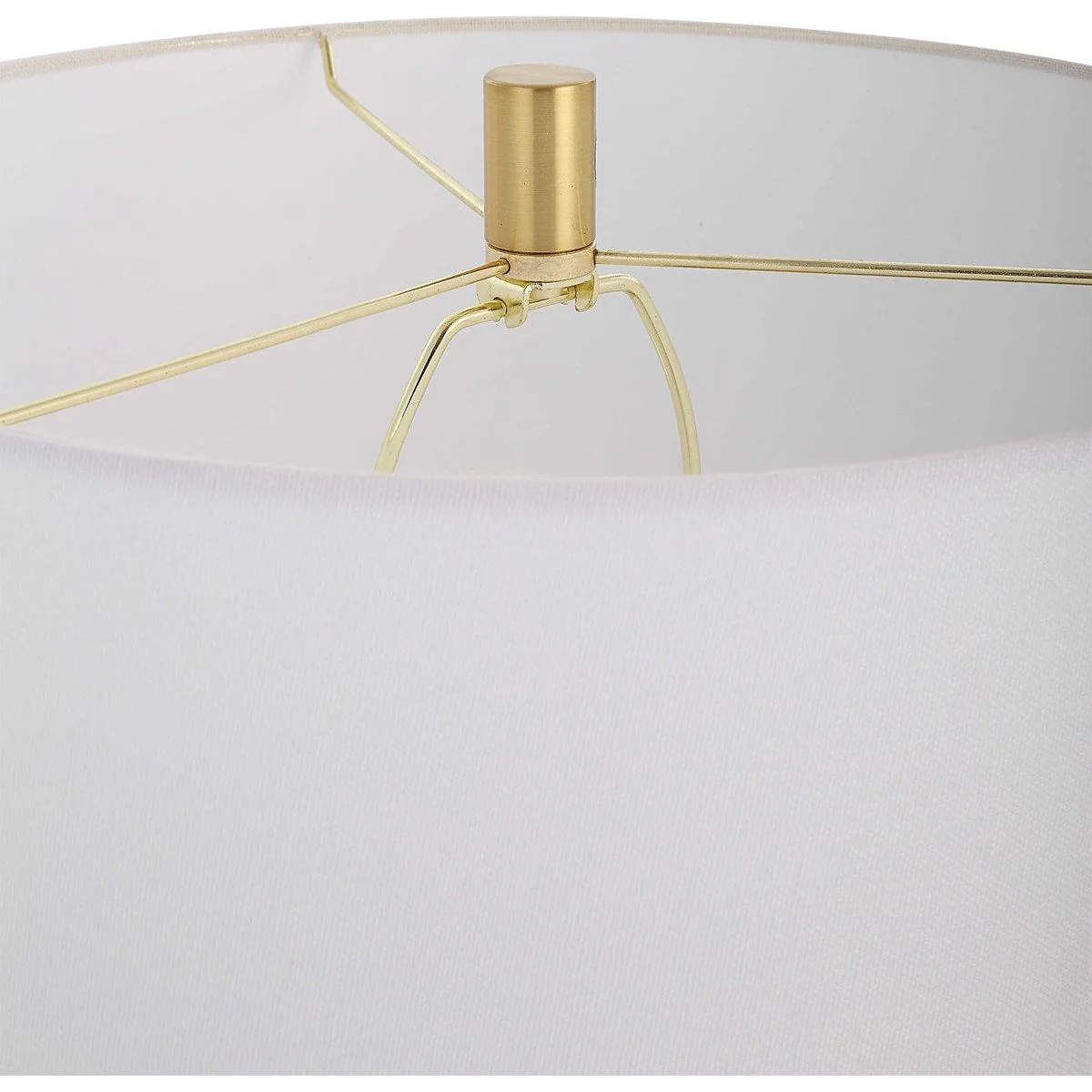 Casa Bella Living White Linen Shade with Gloss White and Gold Ceramic Base Table Lamp - Image 4