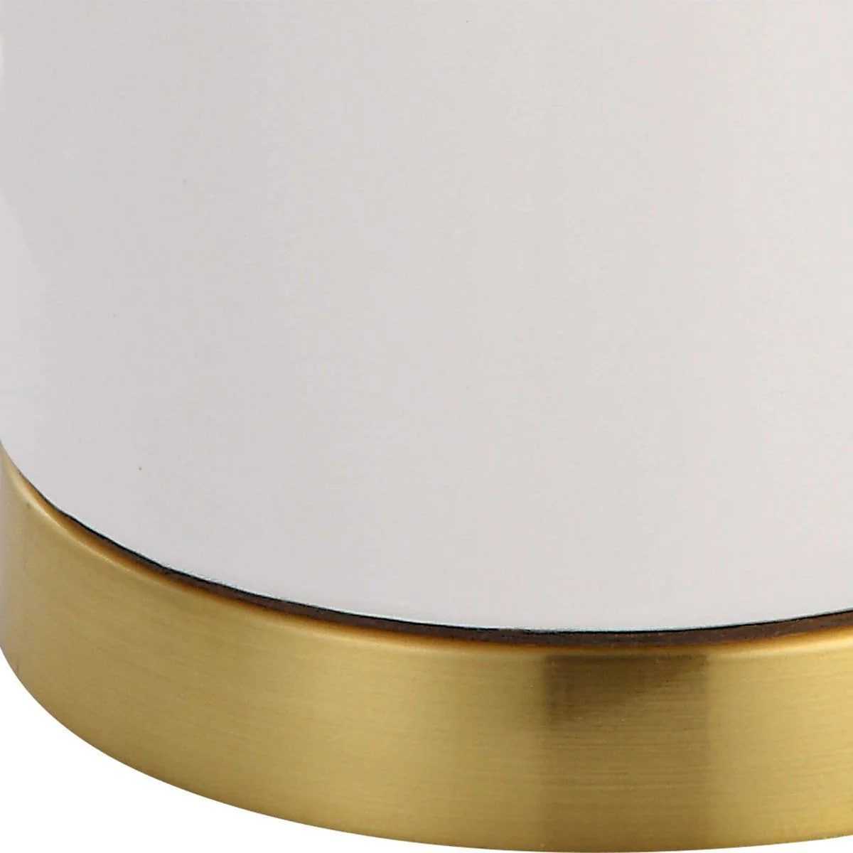 Casa Bella Living White Linen Shade with Gloss White and Gold Ceramic Base Table Lamp - Image 5