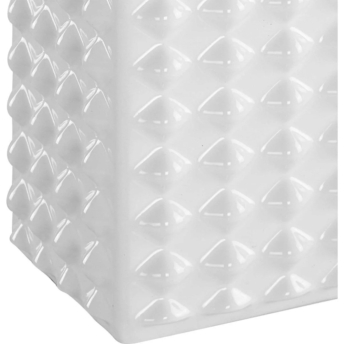Casa Bella Living White Linen Shade With Gloss White Textured Ceramic Base Table Lamp - Image 6