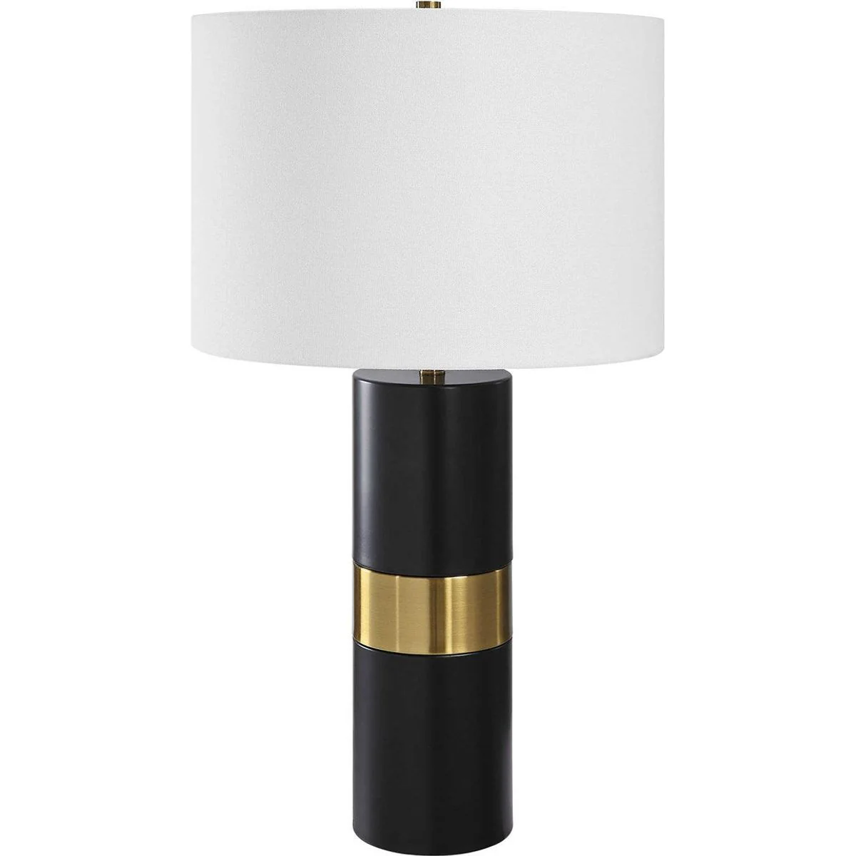 Casa Bella Living White Linen Shade With Black and Gold Metal Base Table Lamp - Image 4