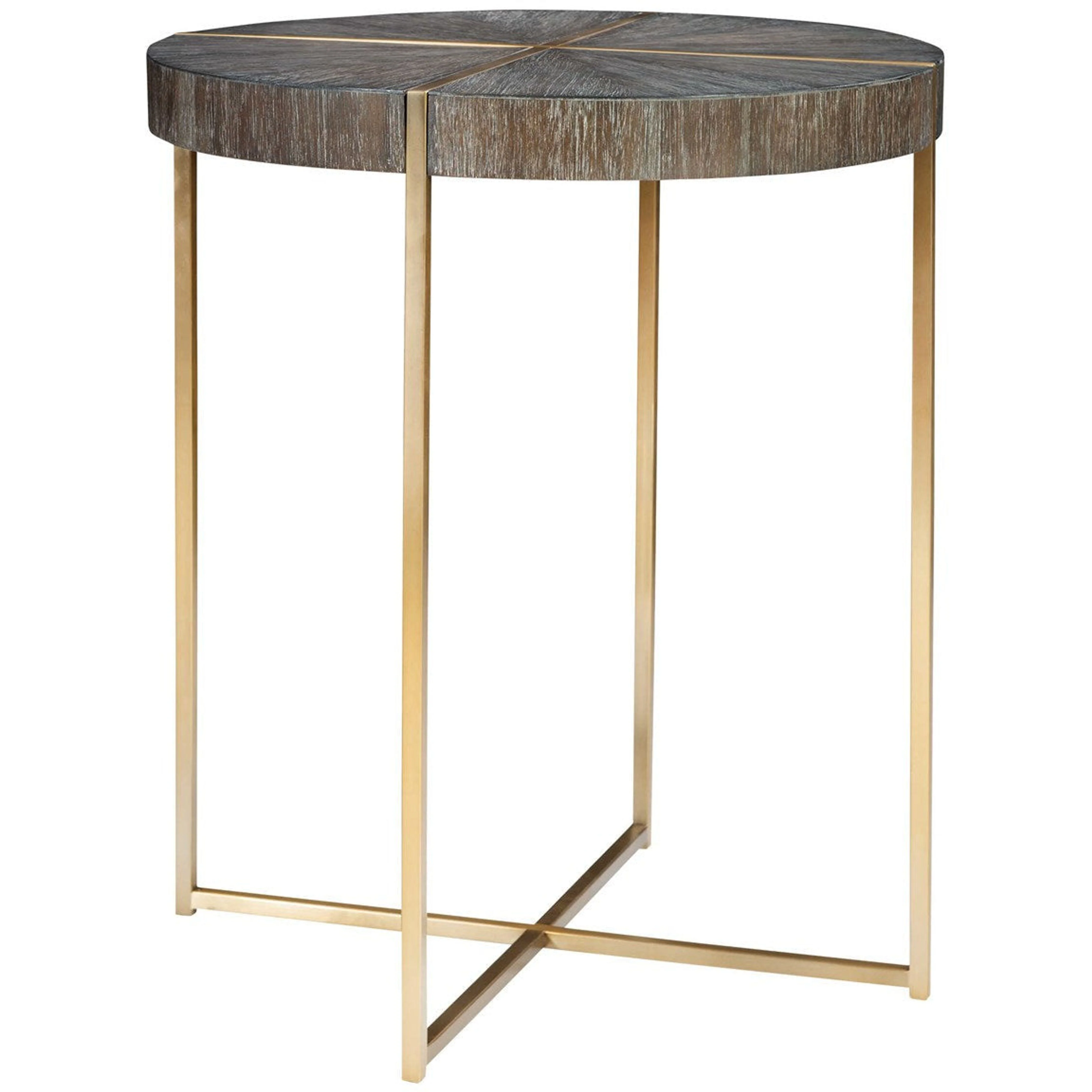 Uttermost Taja Washed Gray Walnut Top With Brushed Brass Steel Base Contemporary Accent Table - Image 5