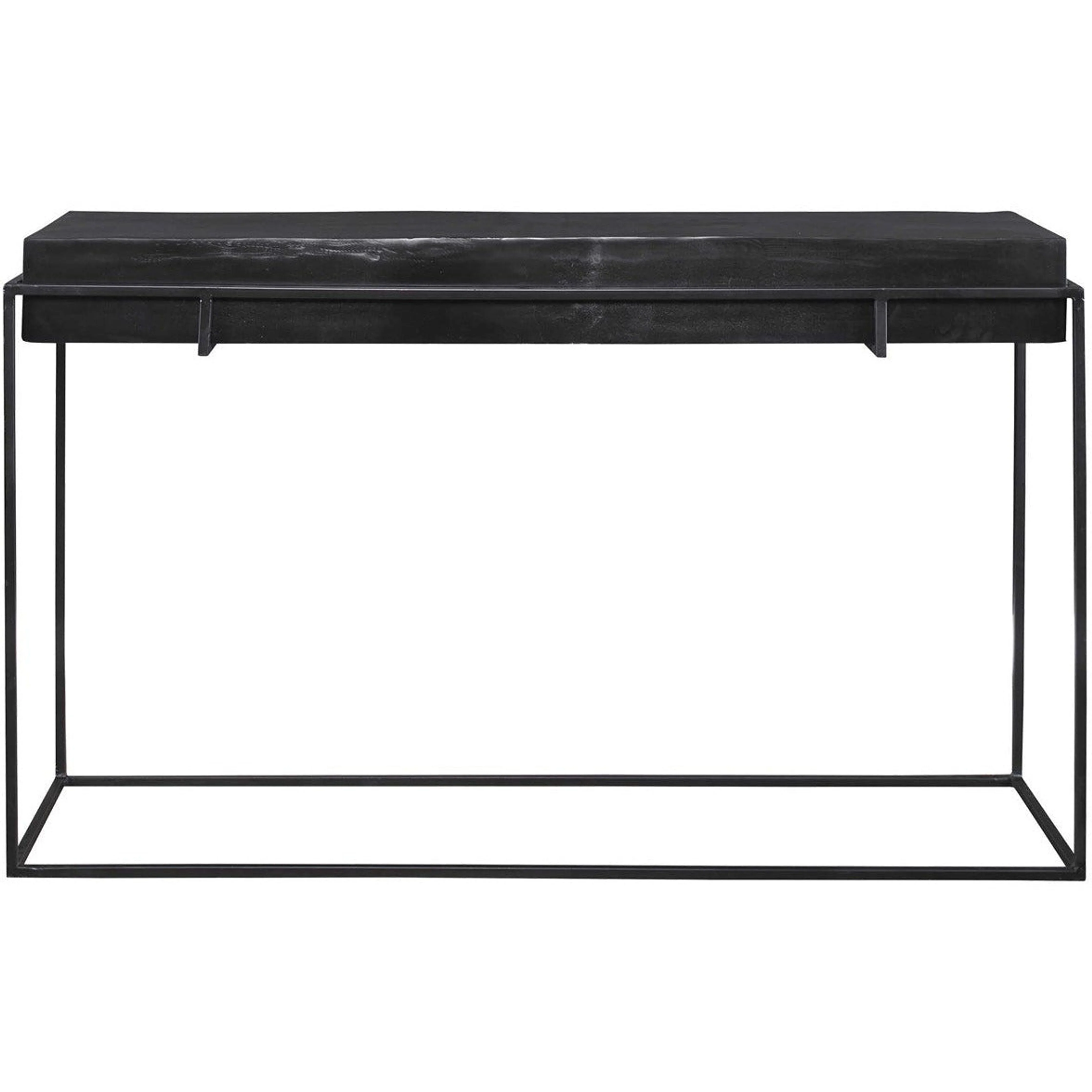 Uttermost Telone Antiqued Black Top With Aged Black Iron Base Console Table - Image 3