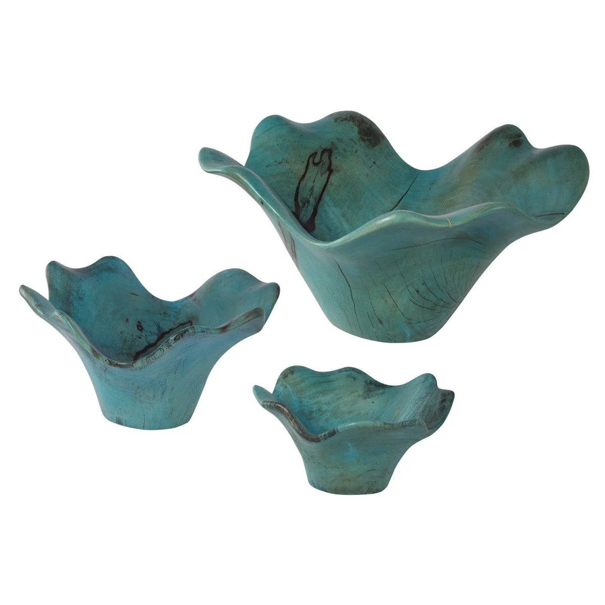 Uttermost Teo Soft Blue Green Tamarind Set of 3 Wood Wall Decor - Image 5