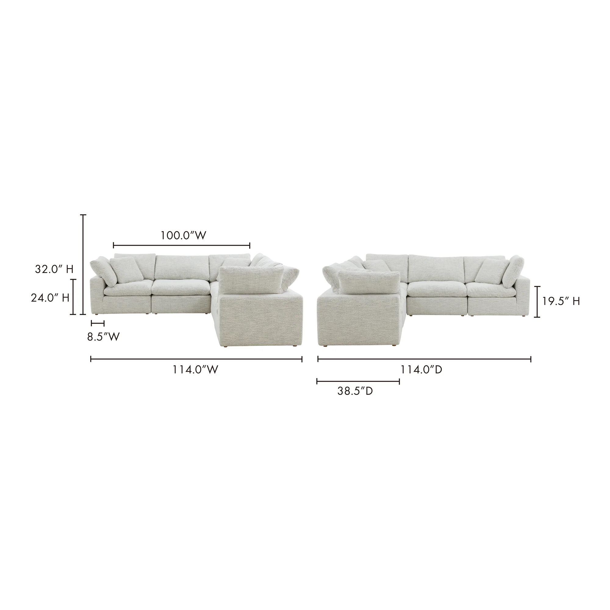 Moe's Home Collection Terra Coastside Sand Condo Classic L-Shaped Modular Sectional - Image 7