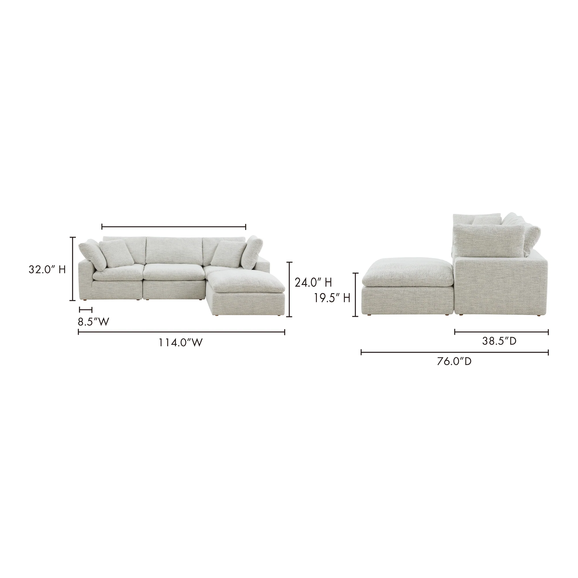 Moe's Home Collection Terra Condo Lounge Coastside Sand Modular Sectional - Image 6