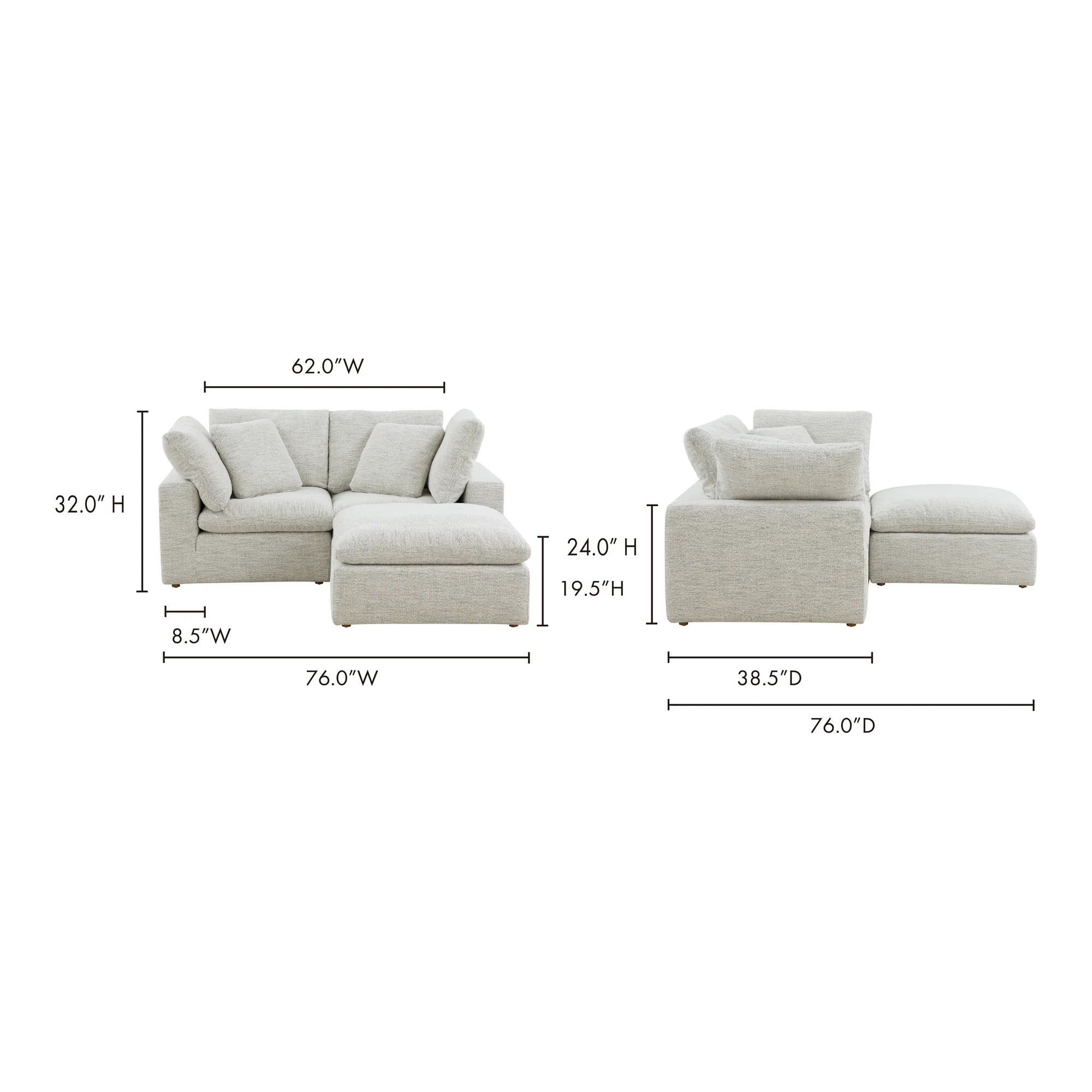 Moe's Home Collection Terra Condo Nook Coastside Sand Modular Sectional - Image 7