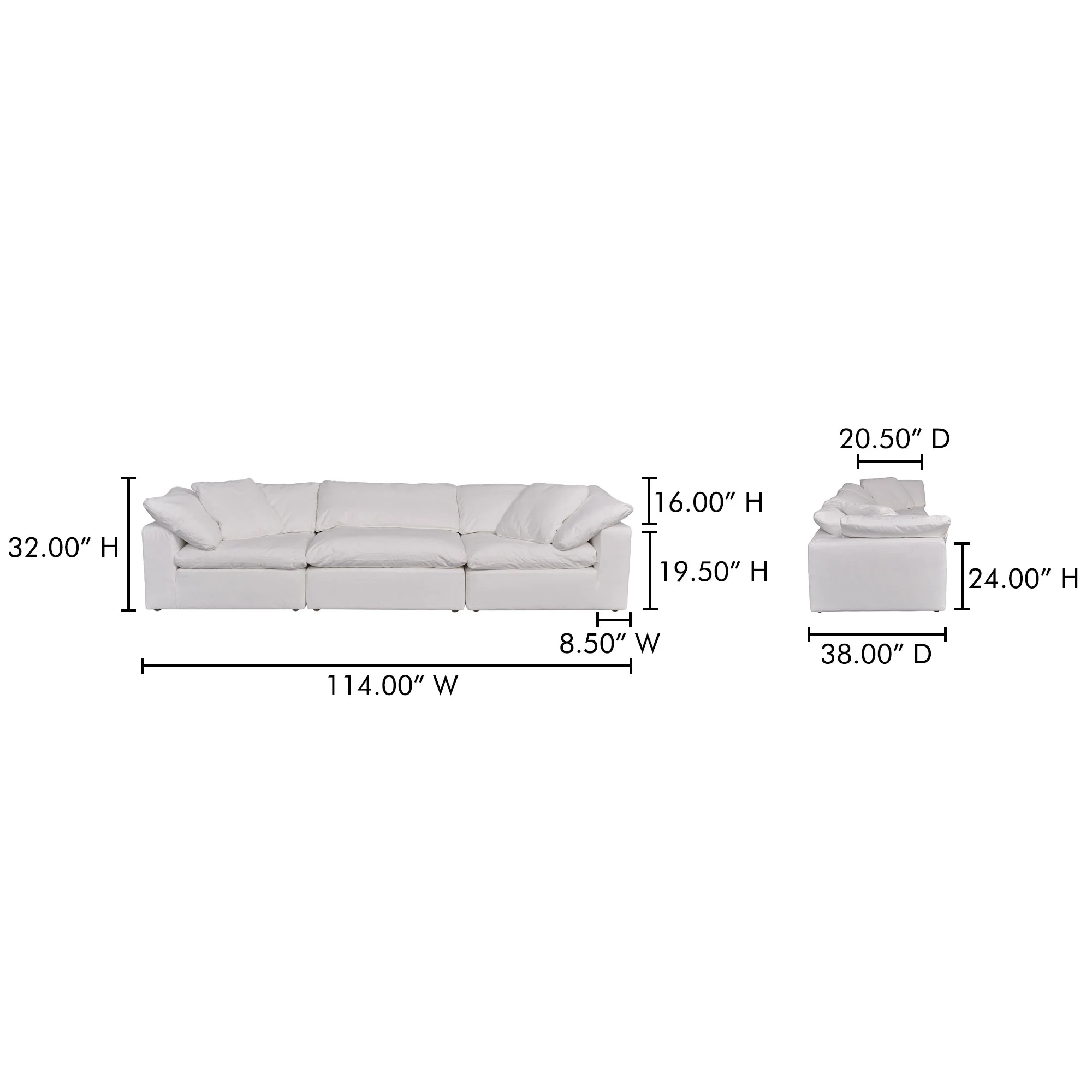 Moe's Home Collection Terra  Cream White Modular Sofa - Image 7