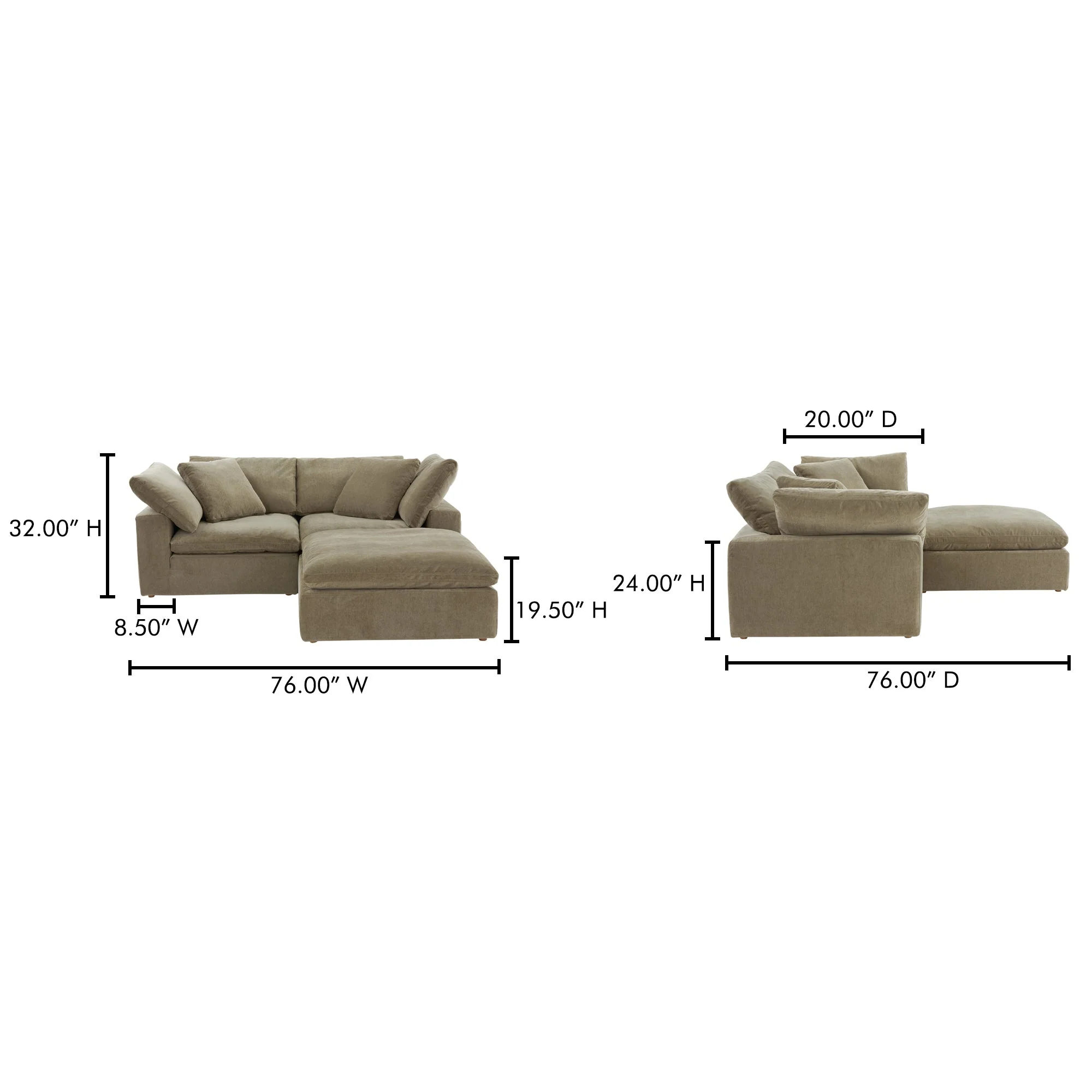 Moe's Home Collection Terra Nook Desert Sage Modular Sectional - Image 7